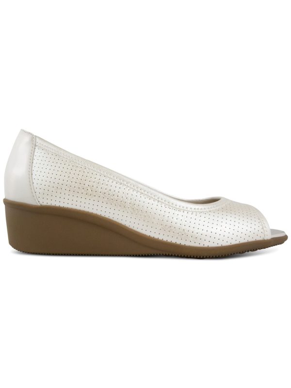 KAREN SCOTT Womens White Perforated Padded Yaritza Peep Toe Wedge Slip On Pumps Shoes M Online Sale