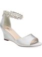 JOURNEE COLLECTION Womens Grey White Ankle Strap Gem Accent Connor Round Toe Wedge Zip-Up Dress Sandals Shoes M Supply