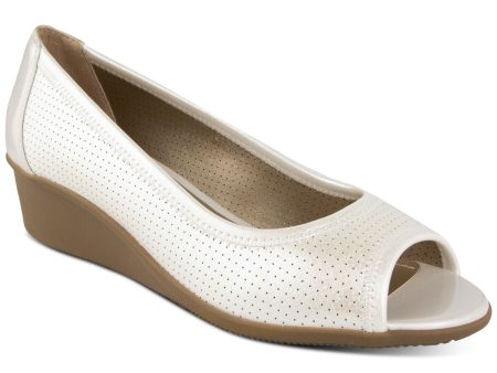 KAREN SCOTT Womens White Perforated Padded Yaritza Peep Toe Wedge Slip On Pumps Shoes M Online Sale