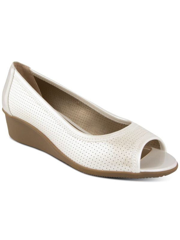 KAREN SCOTT Womens White Perforated Padded Yaritza Peep Toe Wedge Slip On Pumps Shoes M Online Sale