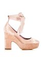 TABITHA SIMMONS Womens Pink Beige Velvet 4  Block Wrapped  Ballet Wrap Strap Sky Round Toe Platform Lace-Up Dress Pumps Shoes B Discount