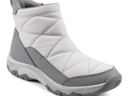 EASY SPIRIT Womens Gray Quilted Heel Pull-Tab Water Resistant Cushioned Tru Round Toe Wedge Zip-Up Winter Boots M Online now