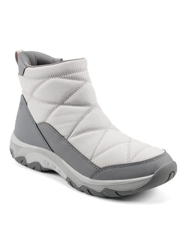 EASY SPIRIT Womens Gray Quilted Heel Pull-Tab Water Resistant Cushioned Tru Round Toe Wedge Zip-Up Winter Boots M Online now