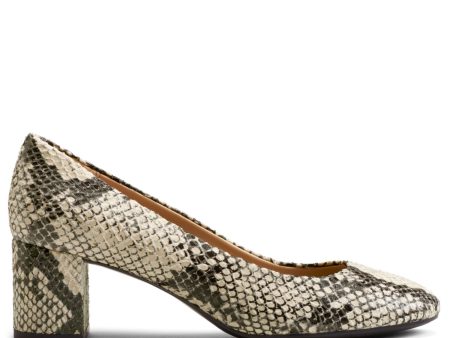 AEROPOSTALE Womens Beige Snakeskin Print Removable Footbed Eye Candy Round Toe Block Heel Slip On Dress Pumps Shoes M Supply