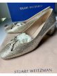 STUART WEITZMAN Womens Beige Glitter Bow Accent Padded Gabby Round Toe Block Heel Slip On Dress Pumps Shoes M on Sale