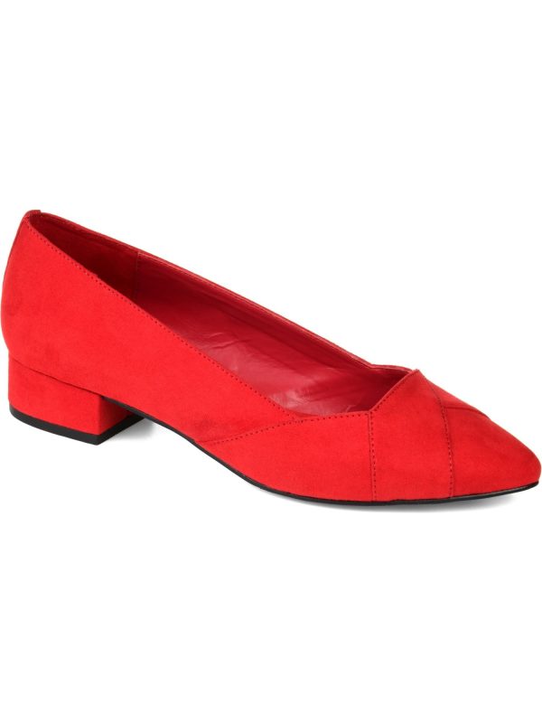 JOURNEE COLLECTION Womens Red Comfort Justine Pointed Toe Block Heel Slip On Heeled Loafers Online Hot Sale