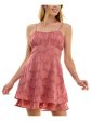 SPEECHLESS Womens Pink Lined Band Waist Smock Back Tiered Hem Spaghetti Strap Scoop Neck Short Party Fit + Flare Dress Fashion