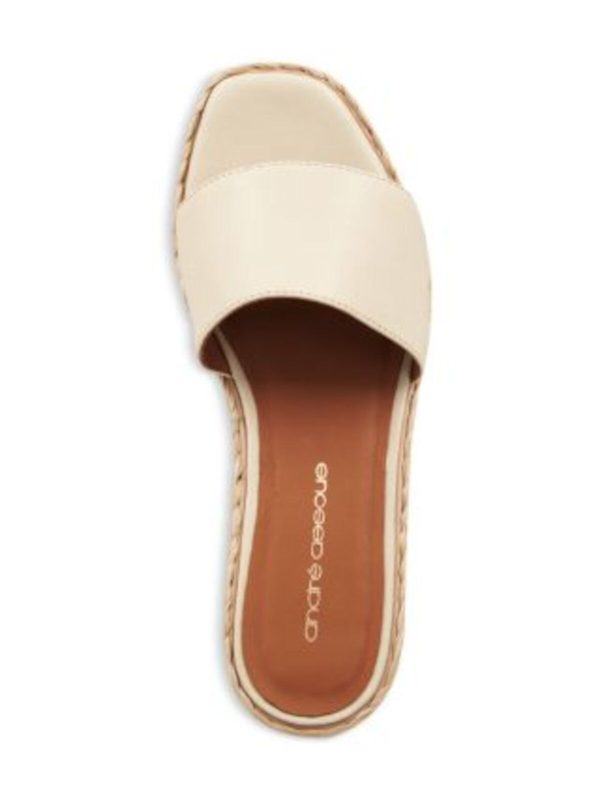 ANDRE ASSOUS Womens Beige 1-1 2  Platform Padded Sienna Open Toe Wedge Slip On Leather Espadrille Shoes Online now