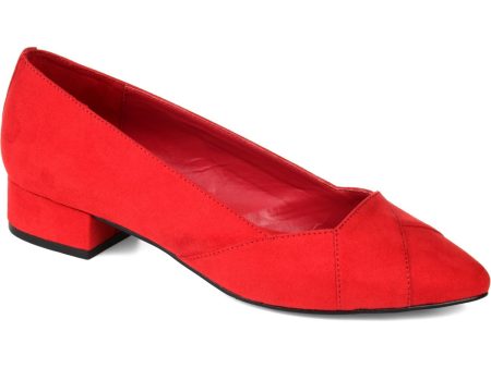 JOURNEE COLLECTION Womens Red Comfort Justine Pointed Toe Block Heel Slip On Heeled Loafers M on Sale