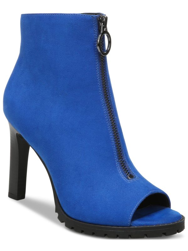 BAR III Womens Blue Cushioned Dillian Peep Toe Stiletto Zip-Up Dress Shootie M Discount