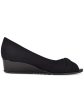 BANDOLINO Womens Black Crossover Detail At Vamp Pleated Caddia Round Toe Wedge Slip On Dress Pumps Shoes M For Discount