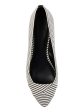 JOURNEE COLLECTION Womens White Striped Criss Cross Toe Cushioned Justine Pointed Toe Block Heel Slip On Heeled Loafers M Discount