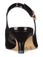 BELLA VITA Womens Black Adjustable Strap Scarlett Ii Pointed Toe Kitten Heel Buckle Dress Slingback W on Sale