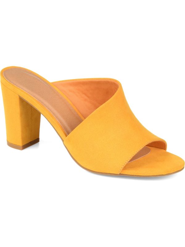 JOURNEE COLLECTION Womens Yellow D orsay Design Cushioned Allea Open Toe Block Heel Slip On Heeled Mules Shoes Online Hot Sale