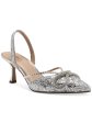 INC Womens Silver Mixed Media Glitter Rhinestones Bow Accent Padded Gerley Pointed Toe Flare Slip On Dress Slingback M Discount