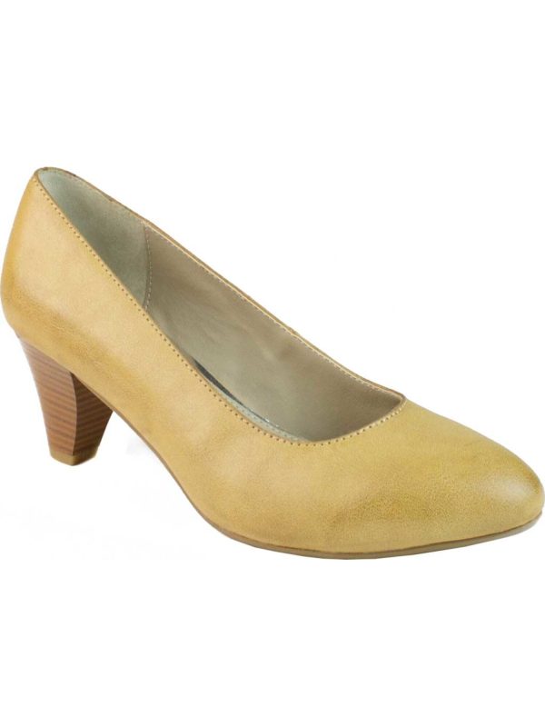 RIALTO Womens Yellow Padded Stanford Almond Toe Cone Heel Slip On Pumps Shoes M Online now