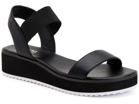 ALFANI Womens Black Comfort 1 2  Platform Stretch Cushioned Lobbie Round Toe Wedge Slip On Slingback Sandal M For Discount