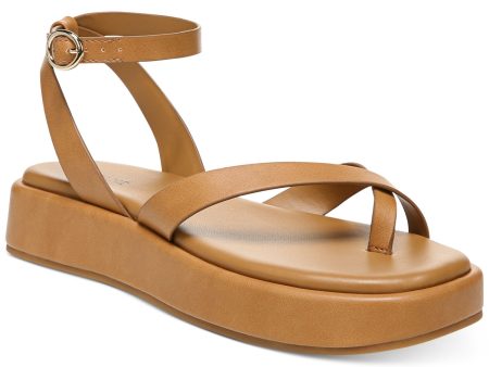 ALFANI Womens Brown Strappy Padded Araa Round Toe Buckle Heeled M Online Hot Sale