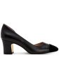 CHARTER CLUB Womens Black Cap Toe D orsay Brandiee Almond Toe Block Heel Slip On Leather Dress Pumps Shoes M Online now