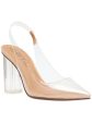 WILD PAIR Womens Clear Translucent Slip Resistant Padded Dharma Pointed Toe Block Heel Slip On Slingback M Fashion