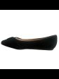 KATE SPADE NEW YORK Womens Black Half Bow Accent Ruched Ruffled Nance Almond Toe Block Heel Slip On Leather Ballet Flats M Cheap