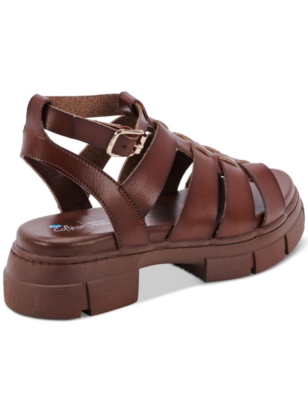 AQUA COLLEGE Womens Brown Cushioned Hannah Round Toe Platform Slip On Sandals Shoes M Supply