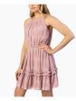 SPEECHLESS Womens Pink Ruffled Sheer Lined Spaghetti Strap Halter Short Party Fit + Flare Dress For Discount