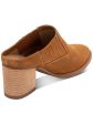 AQUA COLLEGE Womens Brown Stretch Gore Aquaprotect� Waterproof Cushioned Nan Round Toe Block Heel Slip On Leather Heeled Mules Shoes M Supply