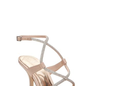 VINCE CAMUTO Womens Beige Mixed Media Padded Ankle Strap Rhinestone Kadrya Pointed Toe Flare Buckle Dress Pumps Shoes M Online