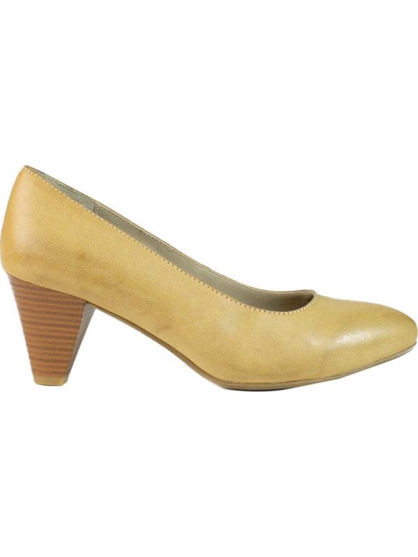 RIALTO Womens Yellow Padded Stanford Almond Toe Cone Heel Slip On Pumps Shoes M Online now