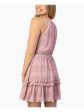 SPEECHLESS Womens Pink Ruffled Sheer Lined Spaghetti Strap Halter Short Party Fit + Flare Dress For Discount