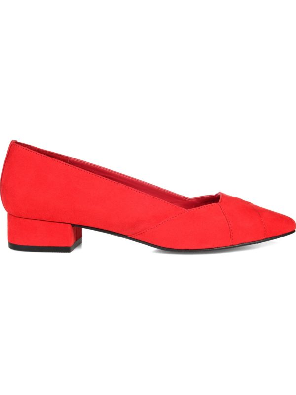 JOURNEE COLLECTION Womens Red Comfort Justine Pointed Toe Block Heel Slip On Heeled Loafers M on Sale