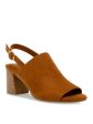 ANNE KLEIN Womens Brown Padded Rori Open Toe Block Heel Buckle Heeled M Supply