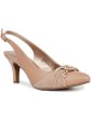 KAREN SCOTT Womens Wine Beige Mixed Media Slingback Chain Detail Adjustable Strap Goring Giselee Pointed Toe Stiletto Buckle Dress Pumps Shoes M Hot on Sale