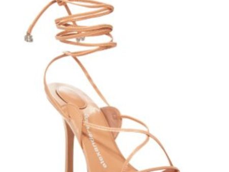 ALEXANDER WANG Womens Beige Ankle Wrap Tie With Logo Embellishments Strappy Padded Lucienne 105 Almond Toe Stiletto Lace-Up Leather Dress Heeled Online