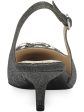 CHARTER CLUB Womens Gray Embellished Comfort Griggs Pointed Toe Kitten Heel Buckle Slingback Online now