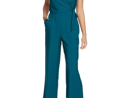 1. STATE Womens Green Sleeveless V Neck Wrap Cropped Jumpsuit Supply