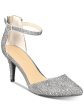 THALIA SODI Womens Gray Buckle Accent Charm Padded D orsay Ankle Strap Glitter Vanesssa Pointed Toe Stiletto Zip-Up Dress Pumps Shoes M Online now