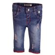 pantalon jean con bordado rojo 6 9m on Sale