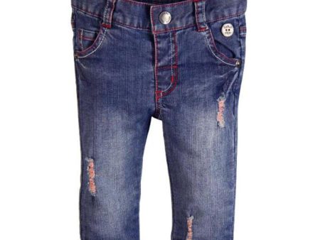 pantalon jean con bordado rojo 6 9m on Sale