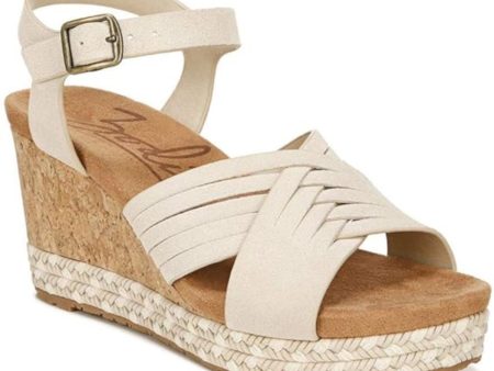 ZODIAC Womens Beige 1  Platform Cork-Like Wedge Woven Comfort Paola Round Toe Wedge Buckle Leather Sandals Shoes M Supply