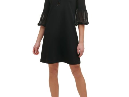 TOMMY HILFIGER Womens Black 3 4 Sleeve Above The Knee Cocktail Shift Dress Supply