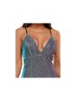 SPEECHLESS Womens Blue Metallic Zippered Low Cut Spaghetti Strap V Neck Mini Party Sheath Dress Hot on Sale