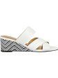 AEROSOLES Womens White Zig Zag Crisscross Straps Comfort Westfield Almond Toe Wedge Slip On Leather Slide Sandals Shoes W For Cheap