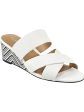 AEROSOLES Womens White Zig Zag Crisscross Straps Comfort Westfield Almond Toe Wedge Slip On Leather Slide Sandals Shoes W For Cheap