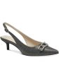 CHARTER CLUB Womens Gray Embellished Comfort Griggs Pointed Toe Kitten Heel Buckle Slingback Online now